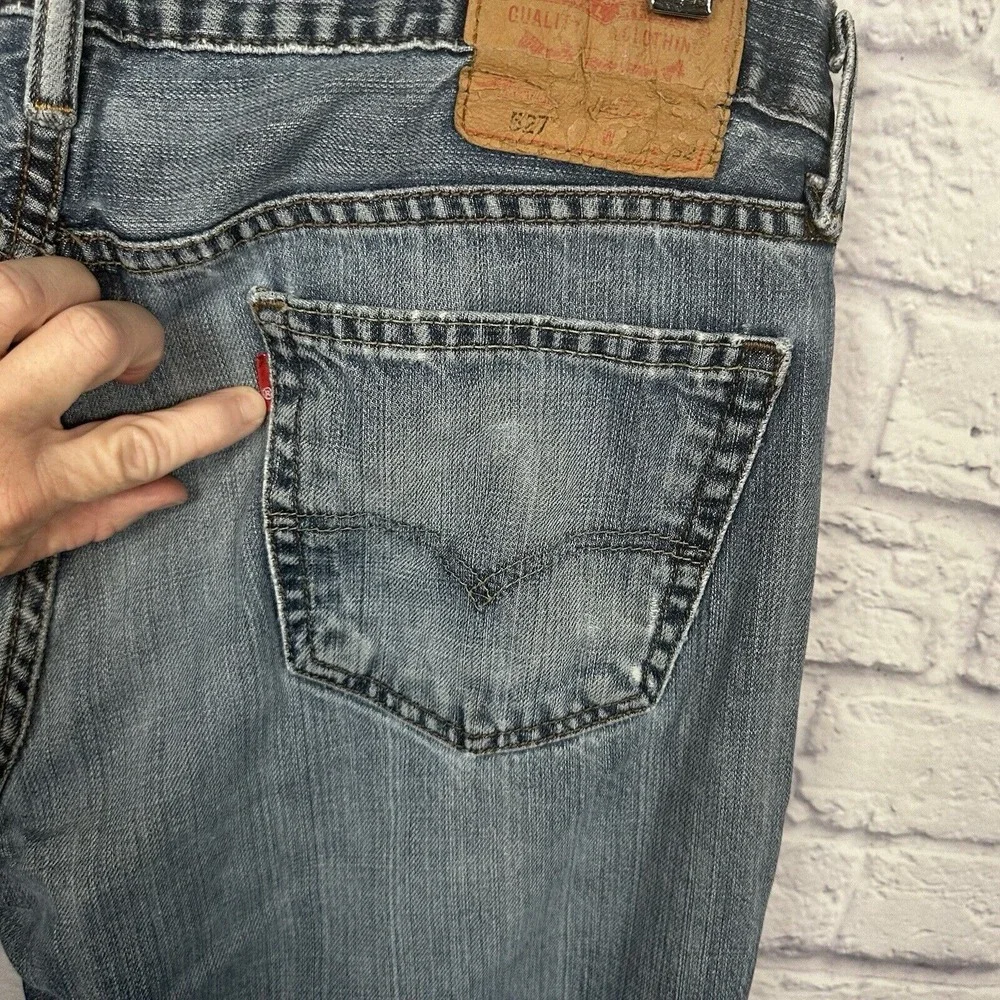Levis 527 Jeans Mens 36x32 Blue Bootcut 2012 Cowboy Western‎ Fade Whiskers Y2K